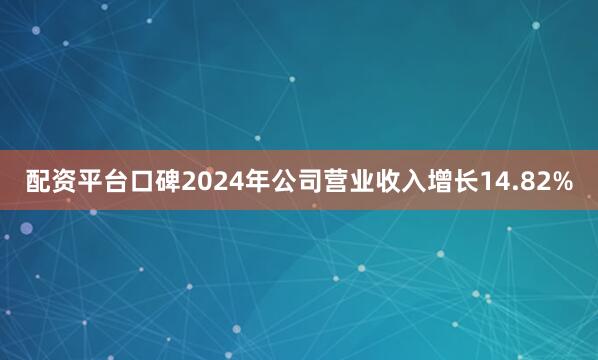 配资平台口碑2024年公司营业收入增长14.82%
