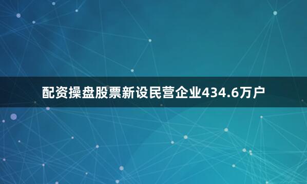 配资操盘股票新设民营企业434.6万户